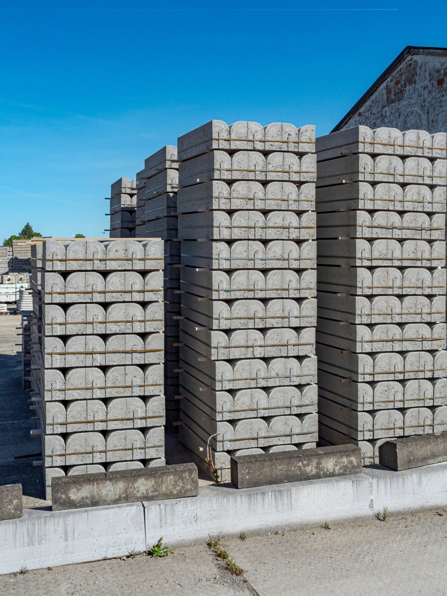 Stacked construction materials ready for supply